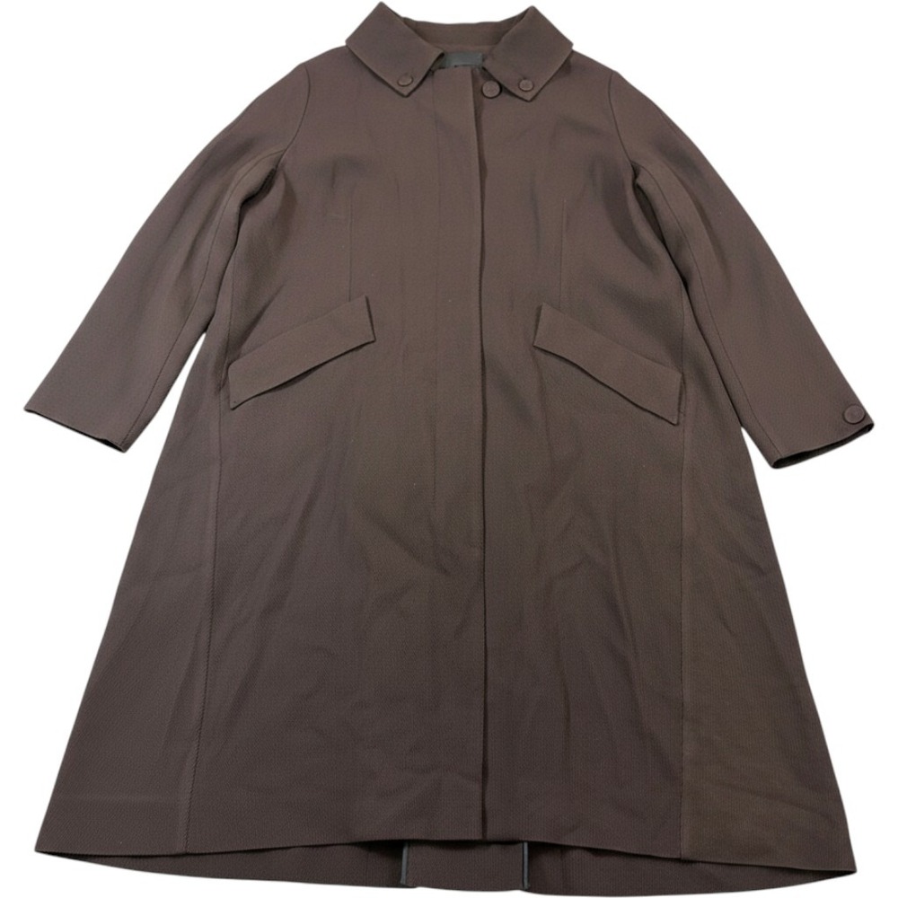 Annette Gortz Brown Textured Trench Coat German Luxury Minimalist SX XS